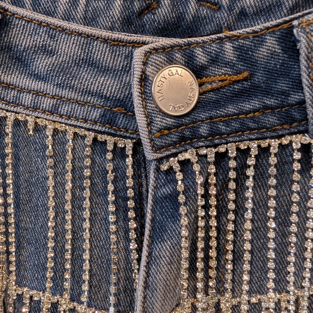 NASTY GAL 💎 Rhinestone Fringe Jeans - Picture 5 of 6